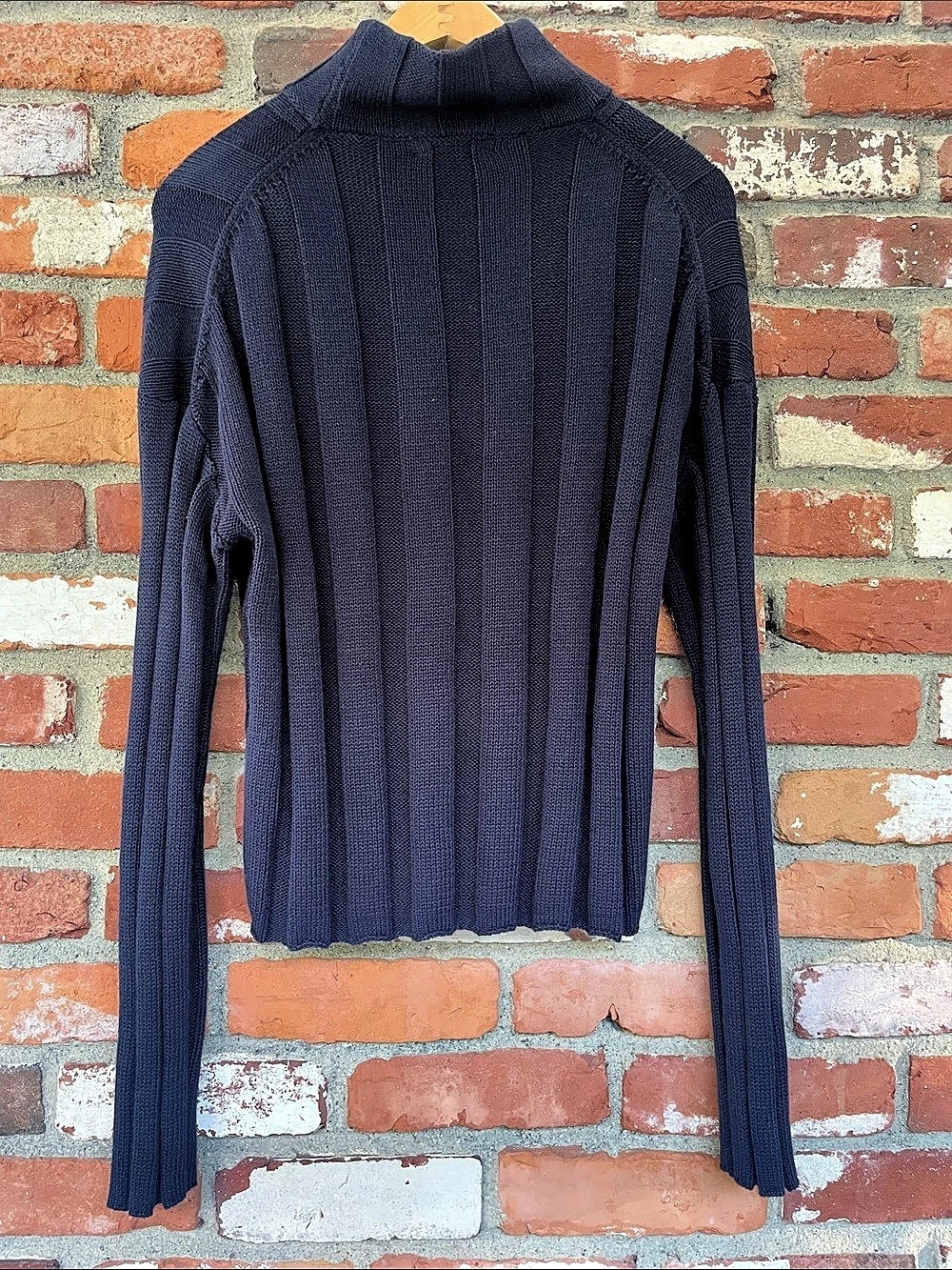 Chic J.CREW Textured Turtleneck Cotton Sweater in Navy Size S NWT minimalist